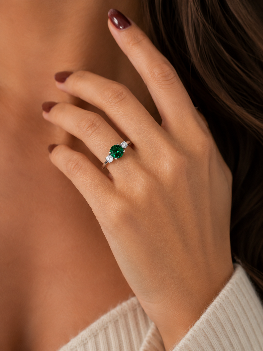 Emerald Three-Stone Ring