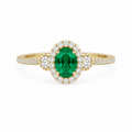 Emerald Halo Three-Stone Ring