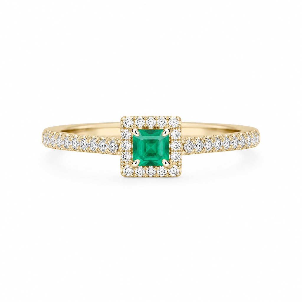 Emerald Halo Ring