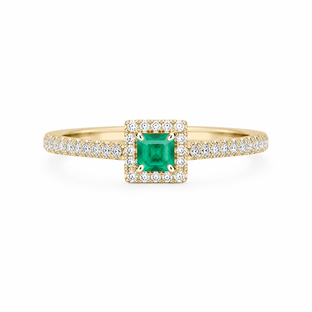 Emerald Halo Ring