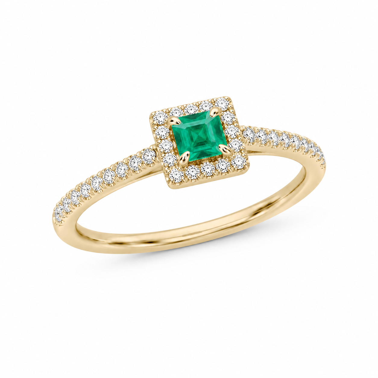 Emerald Halo Ring