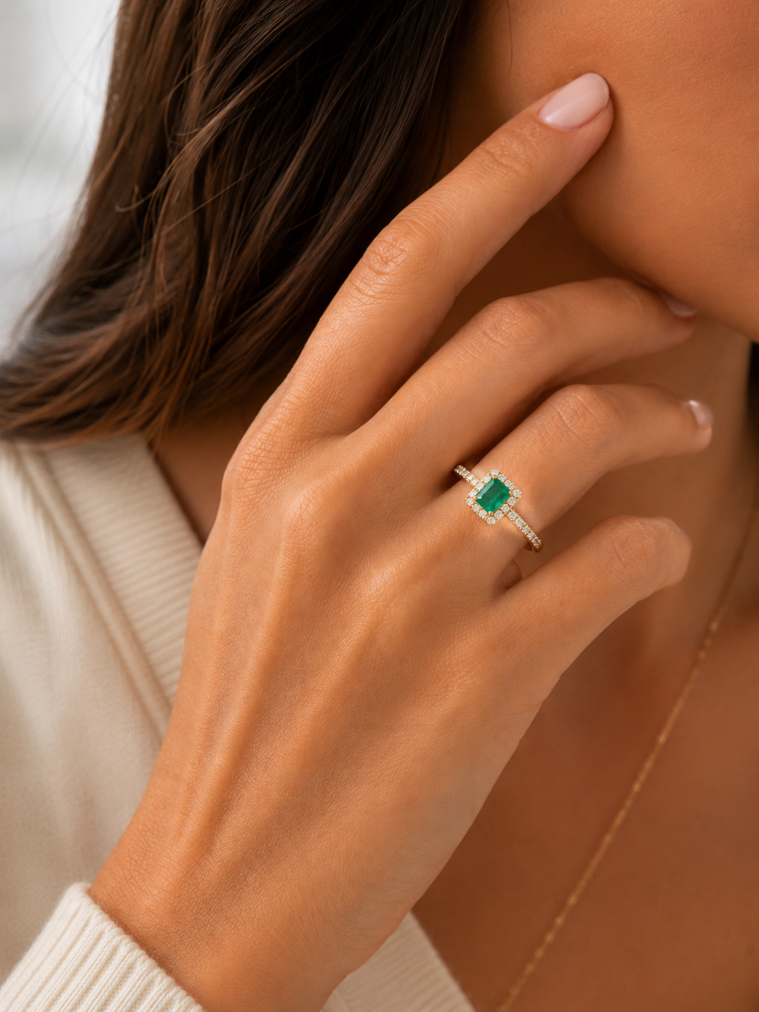 Emerald Halo Ring