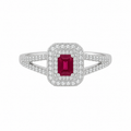 Ruby Halo Split Shank Ring