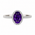 Amethyst Halo Ring