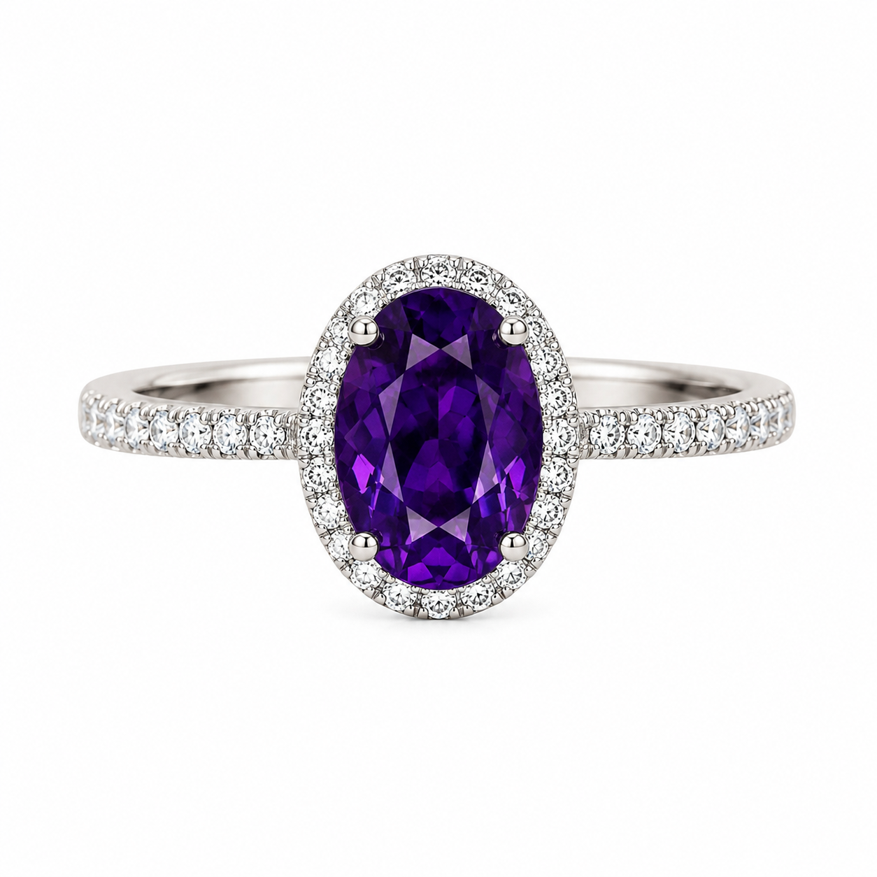 Amethyst Halo Ring