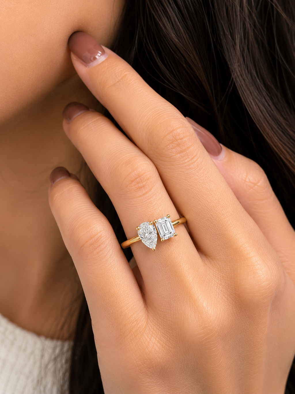 Pear & Emerald Cut Diamond Ring