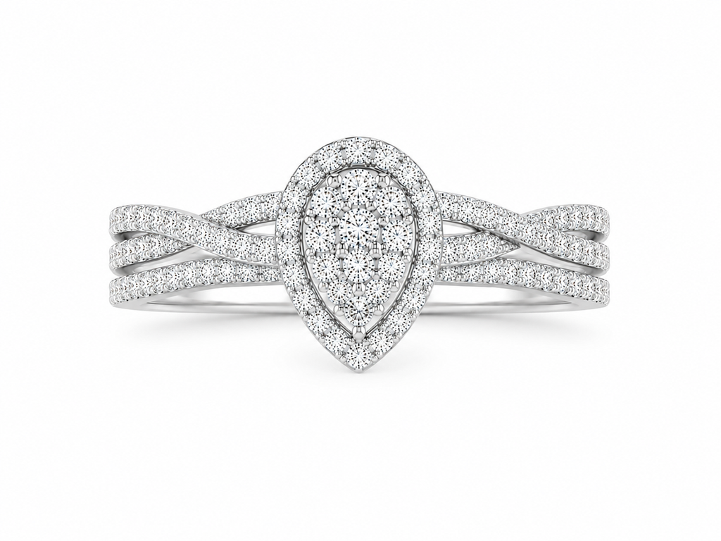 Pear Diamond Halo Ring