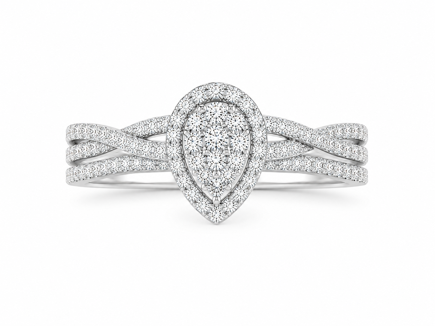 Pear Diamond Halo Ring