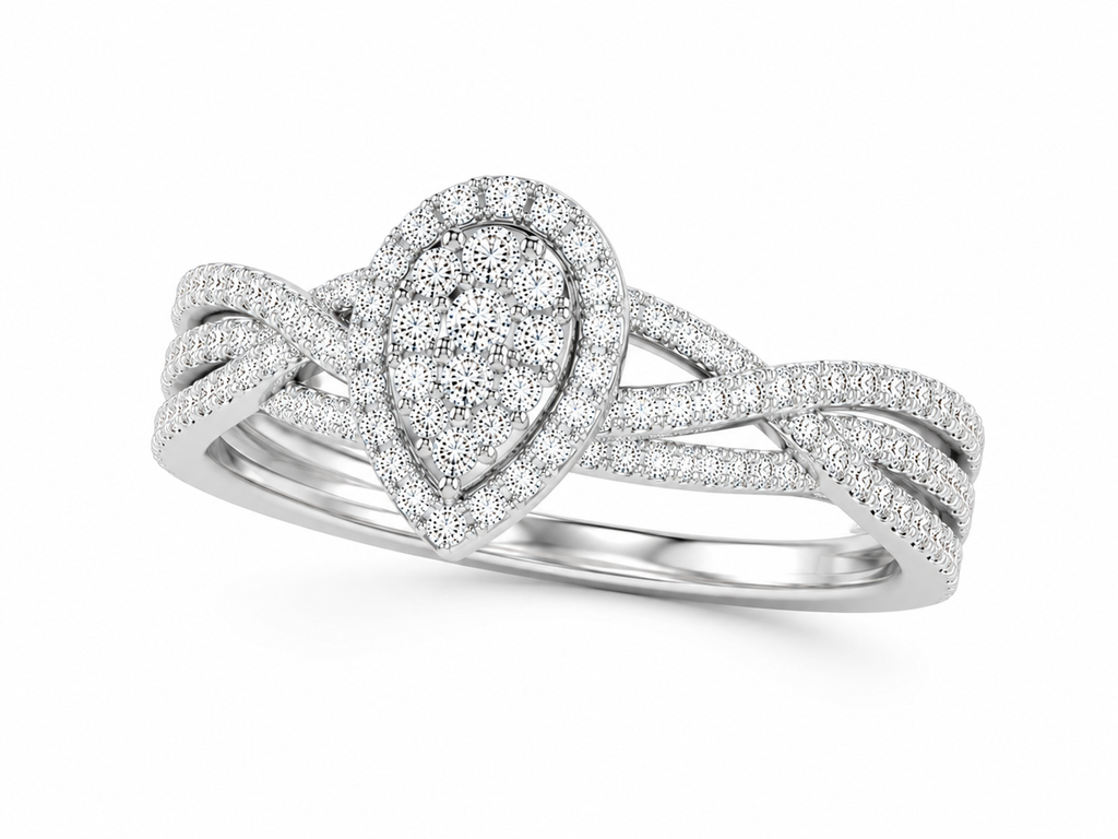 Pear Diamond Halo Ring