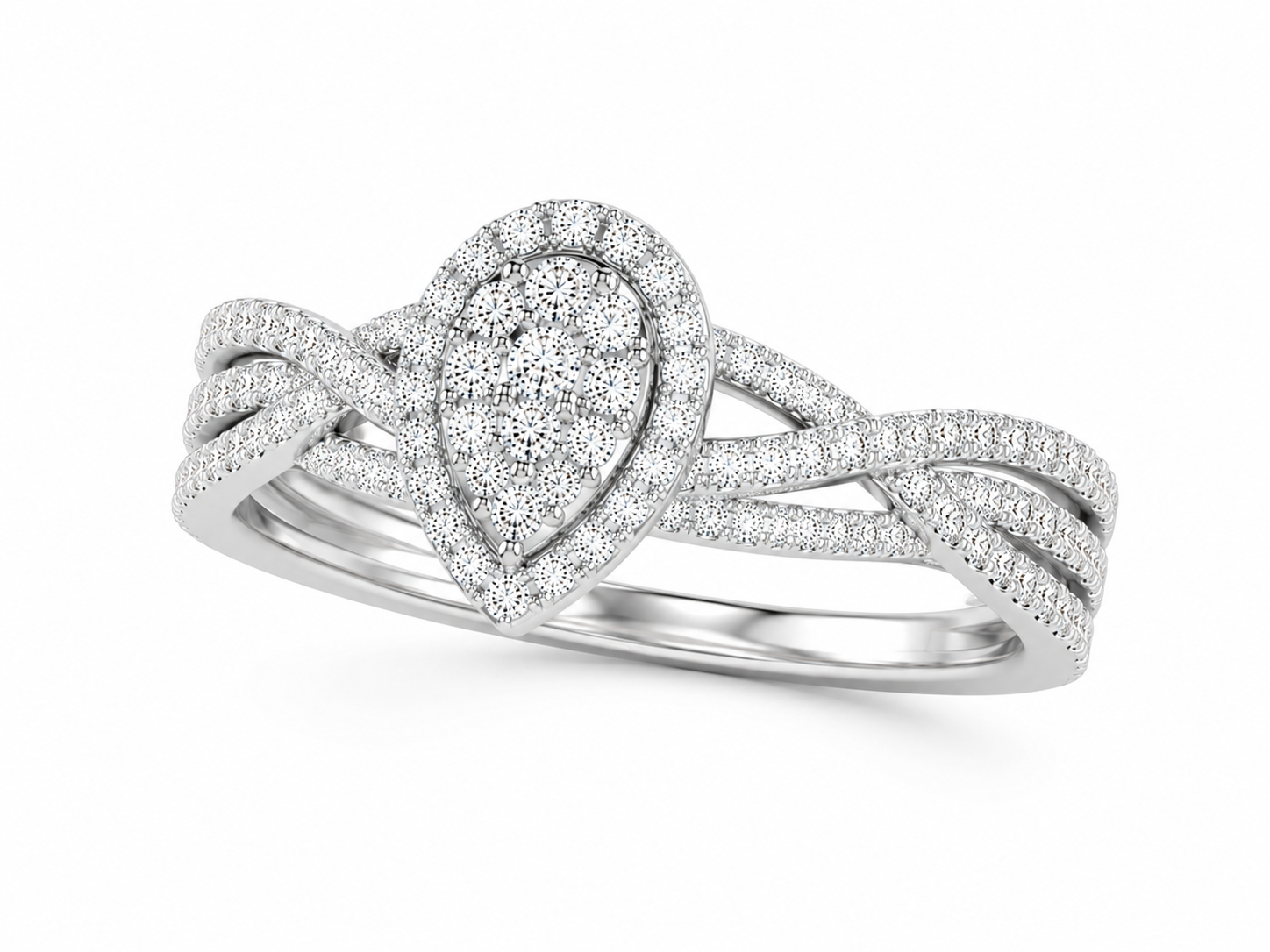 Pear Diamond Halo Ring