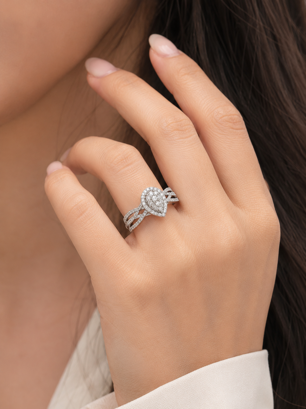 Pear Diamond Halo Ring