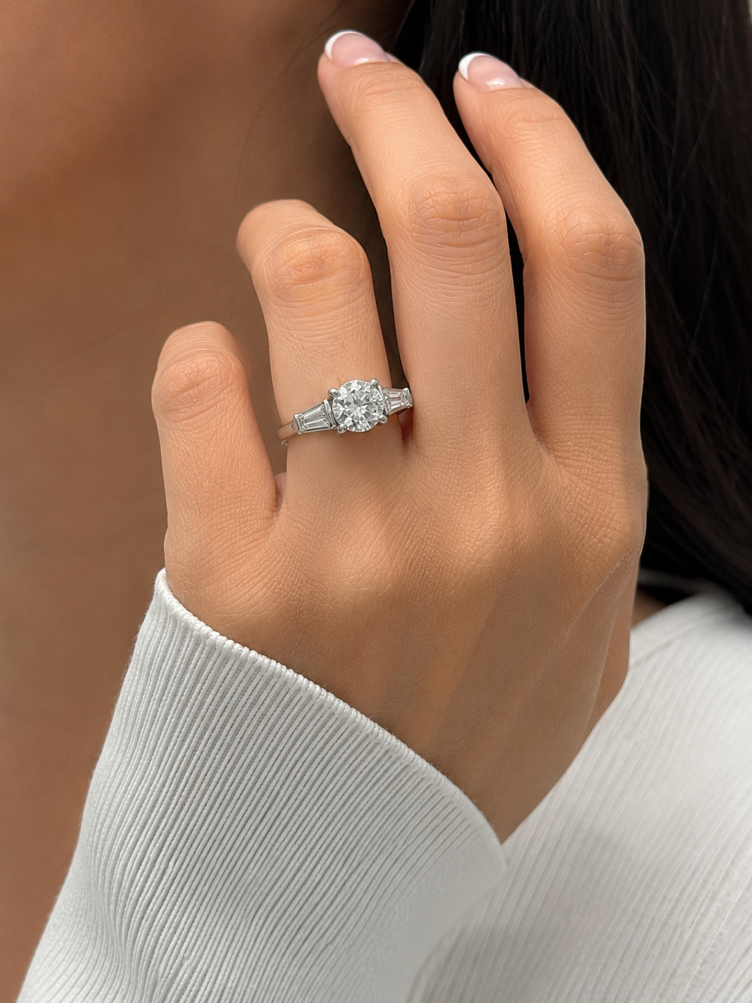 Round Diamond Three-Stone Ring