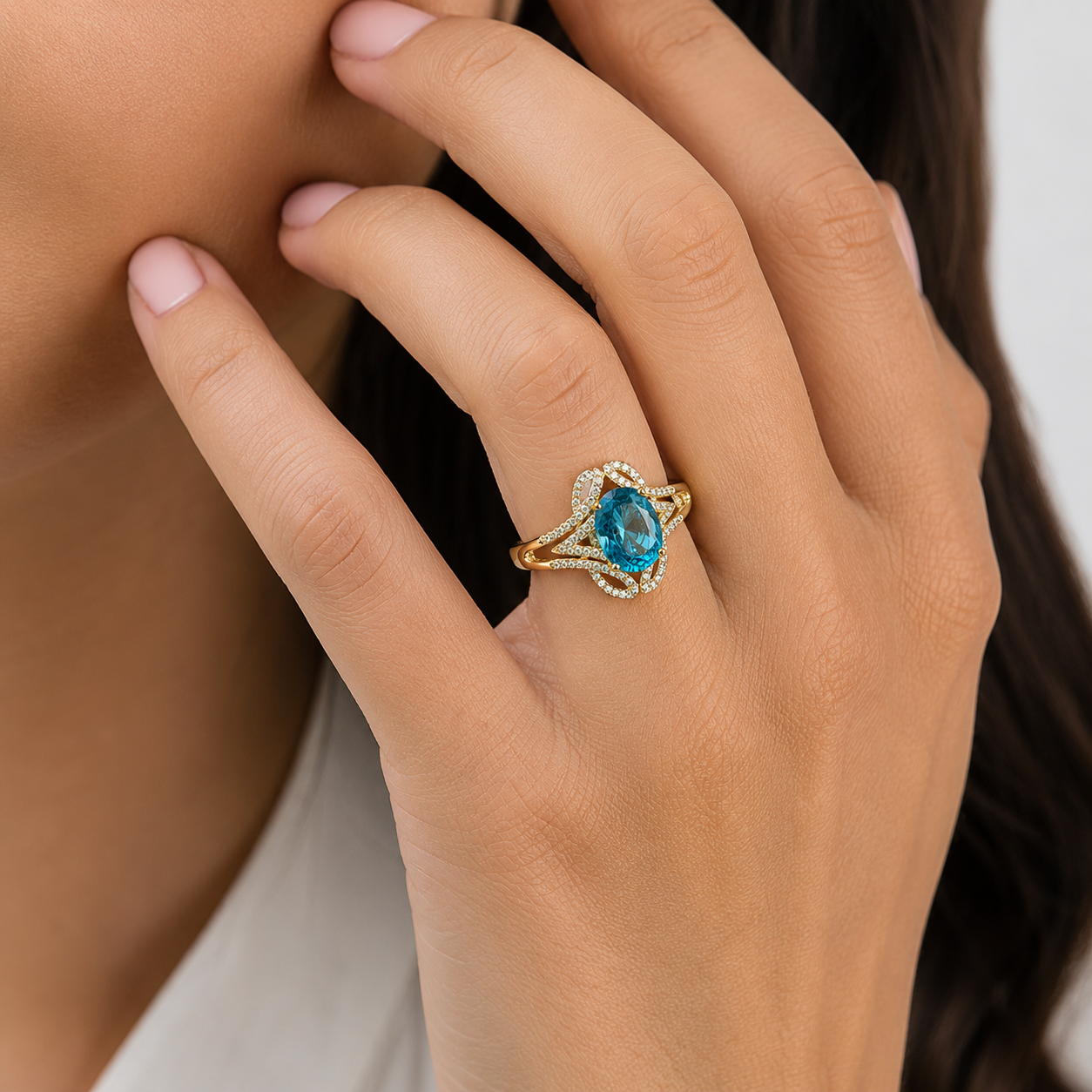 Vintage Diamond Apatite Ring