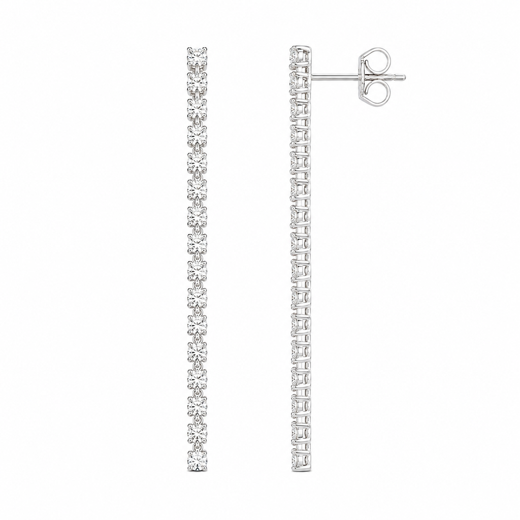 Diamond Linear Drop Earrings