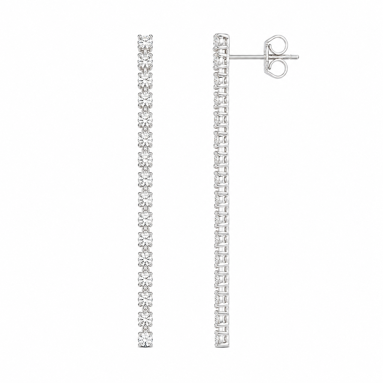 Diamond Linear Drop Earrings