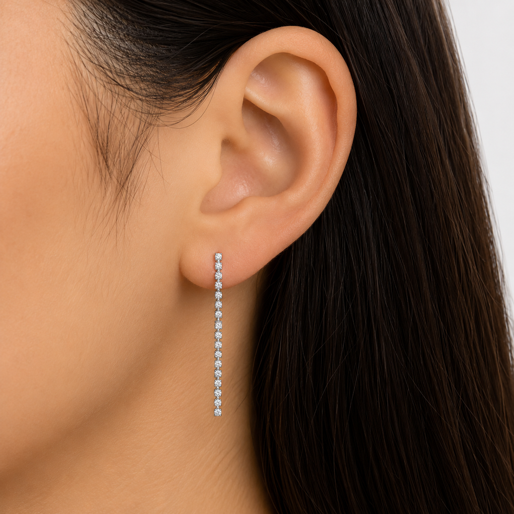 Diamond Linear Drop Earrings
