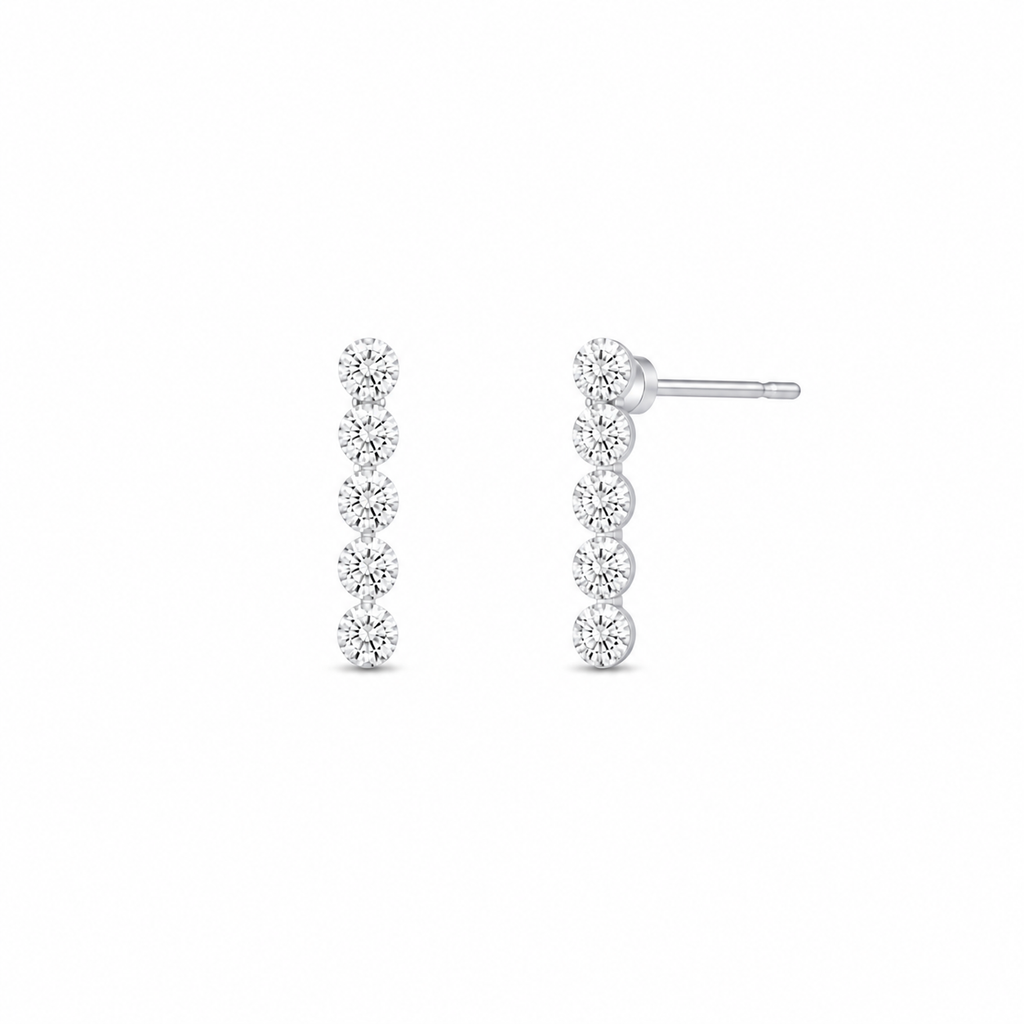Diamond Line Stud Earrings