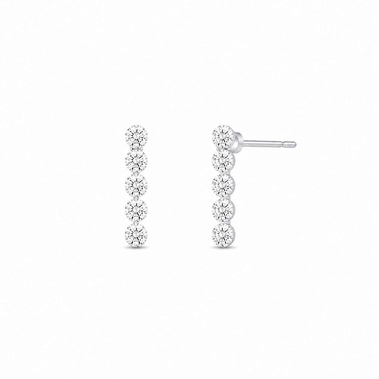 Diamond Line Stud Earrings