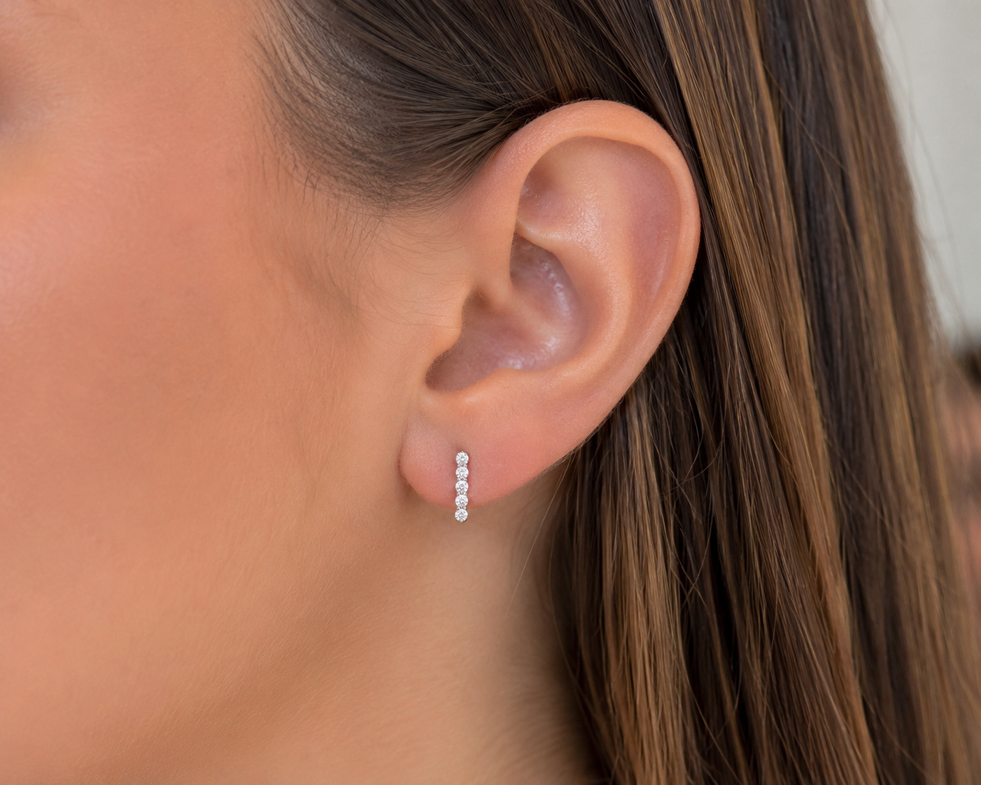 Diamond Line Stud Earrings