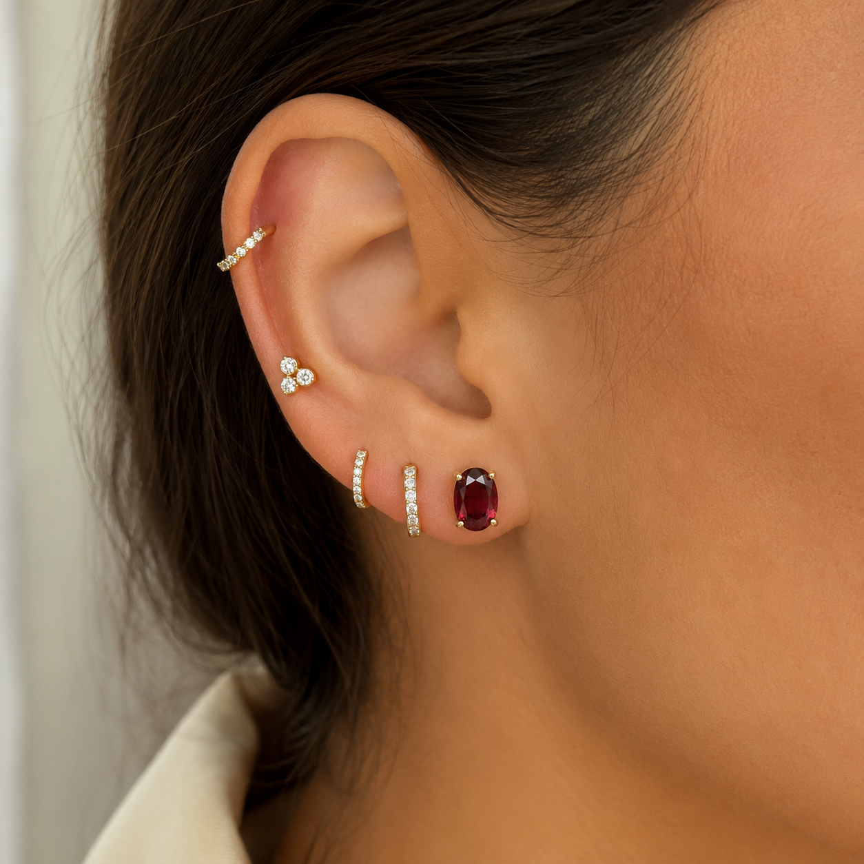 Oval Garnet Stud Earrings
