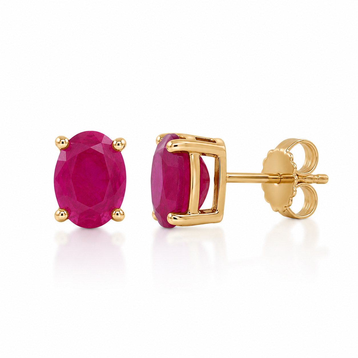 Oval Ruby Stud Earrings