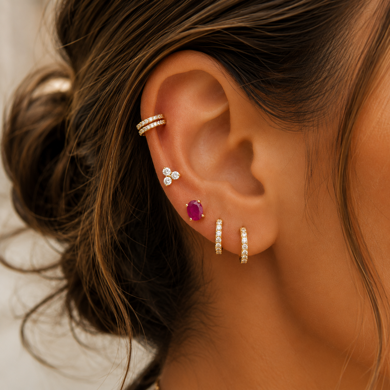 Oval Ruby Stud Earrings