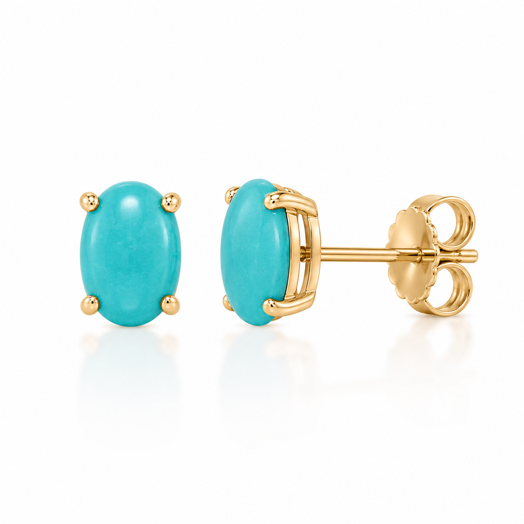 Oval Jade Stud Earrings