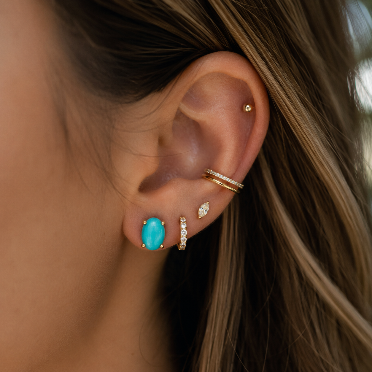 Oval Jade Stud Earrings