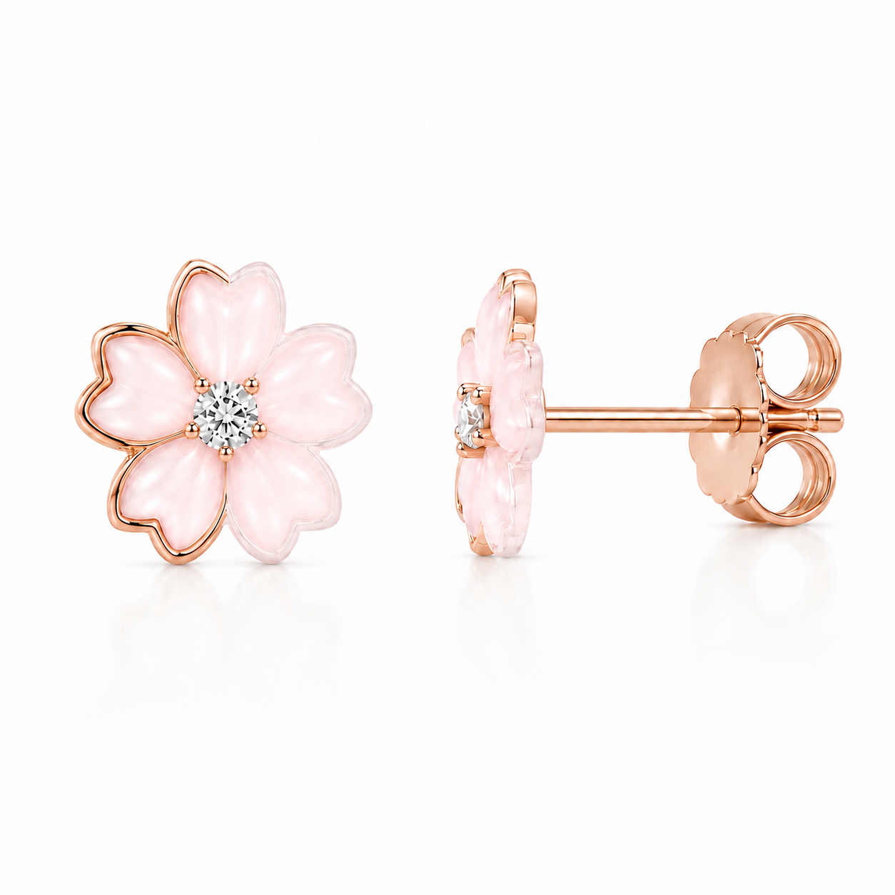 Floral Diamond Stud Earrings