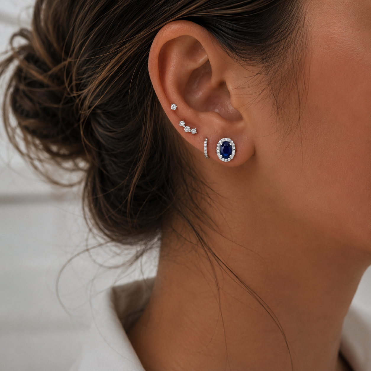 Oval Sapphire Halo Stud Earrings