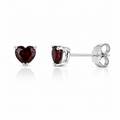 Heart Garnet Stud Earrings
