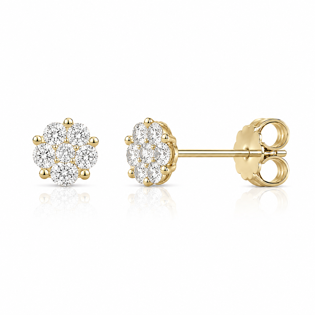 Floral Diamond Stud Earrings