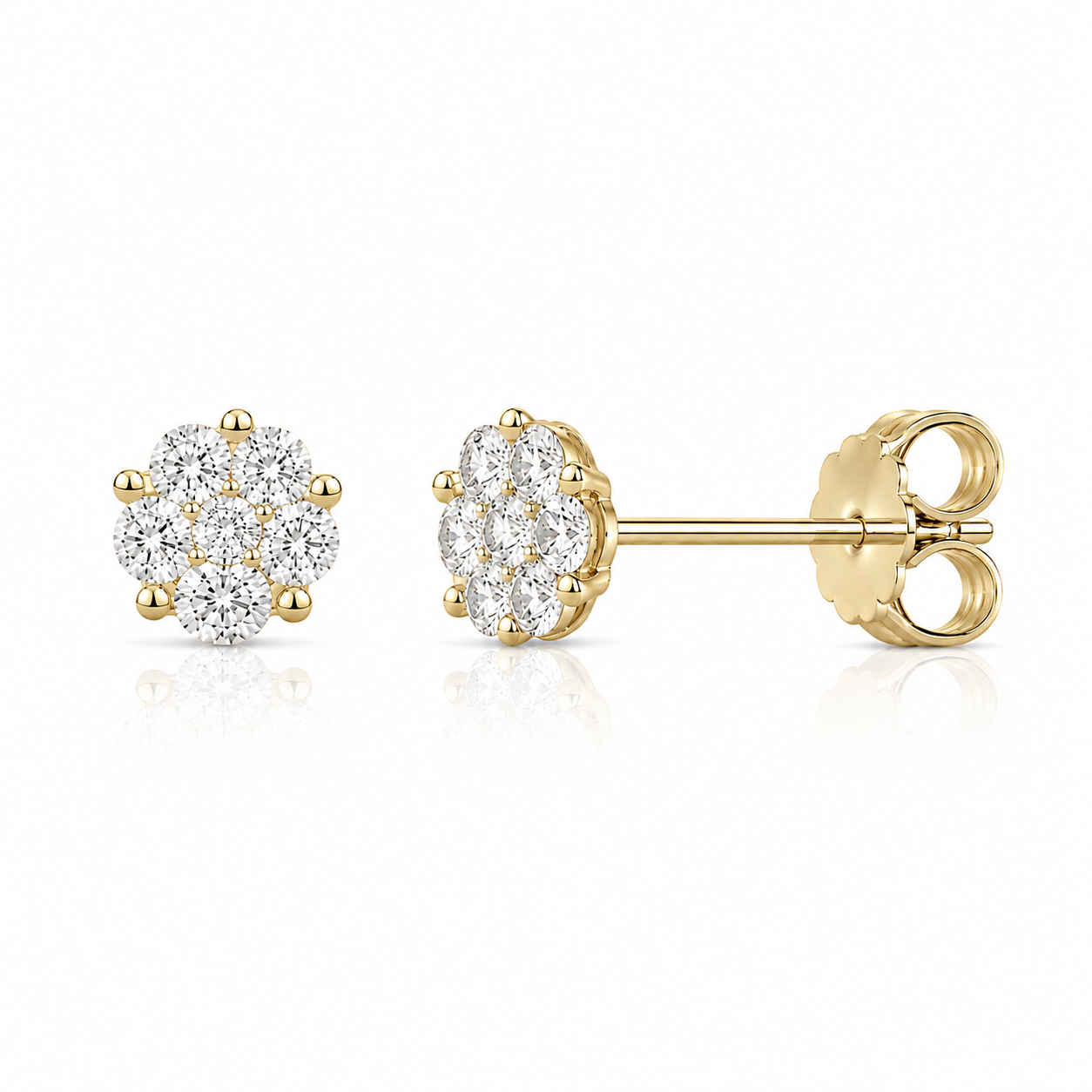 Floral Diamond Stud Earrings