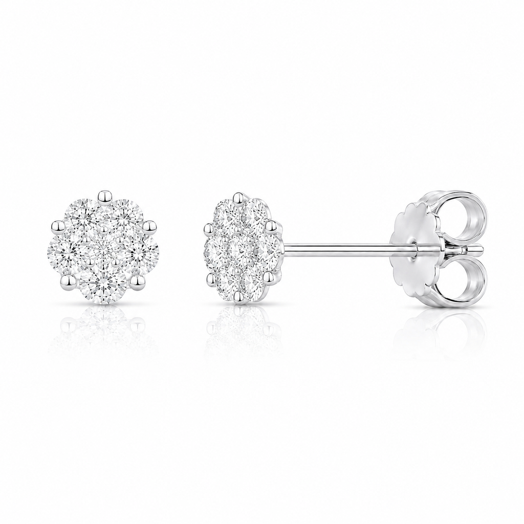 Floral Diamond Stud Earrings
