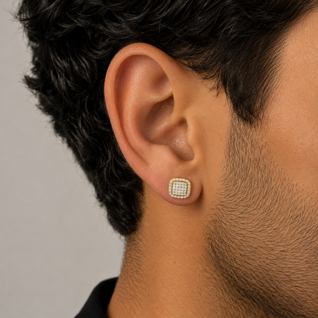 Diamond Cushion Cluster Stud Earrings
