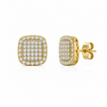 Diamond Cushion Cluster Stud Earrings