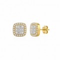 Diamond Cushion Cluster Stud Earrings