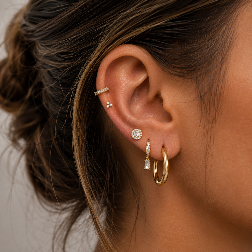Diamond Halo Stud Earrings