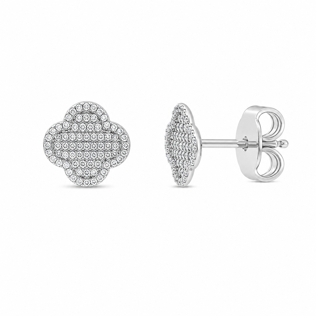 Diamond Clover Stud Earrings