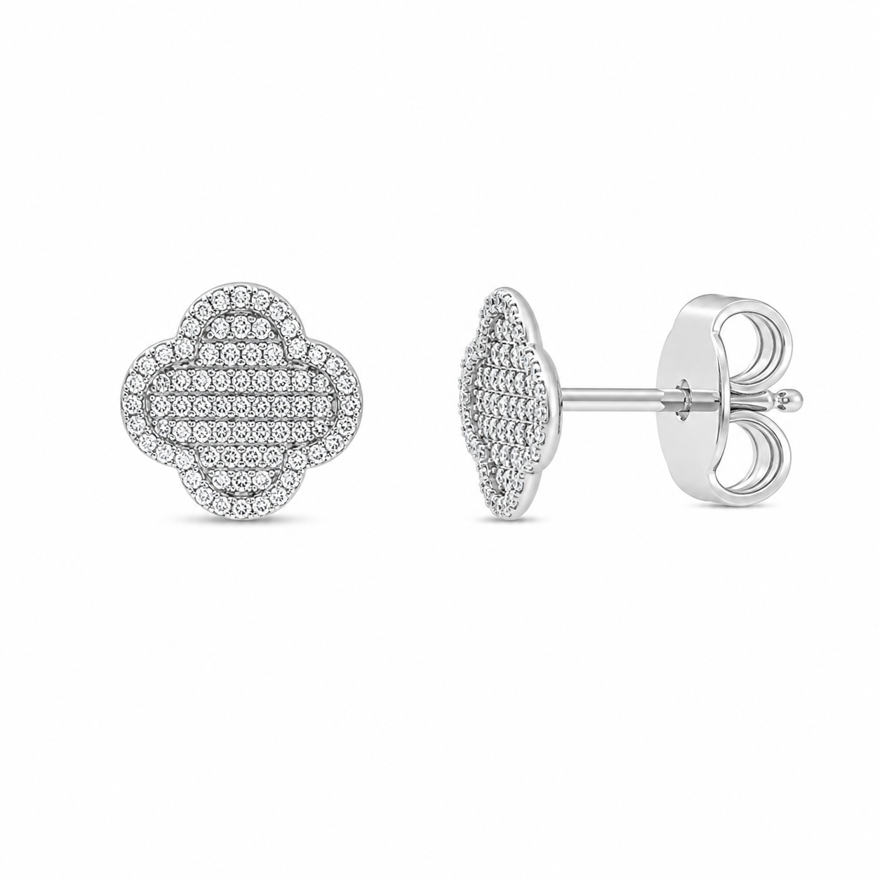 Diamond Clover Stud Earrings