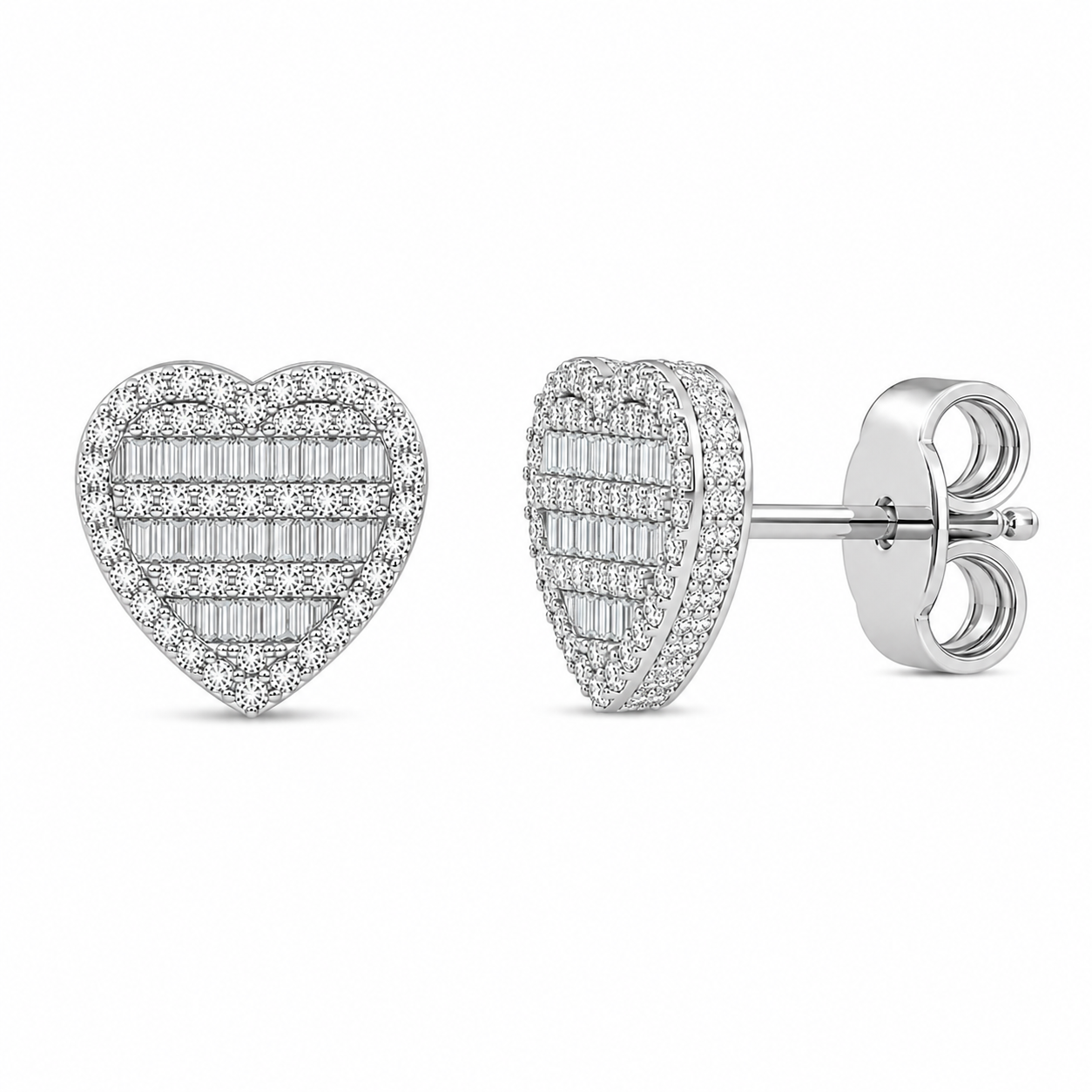 Diamond Heart Stud Earrings