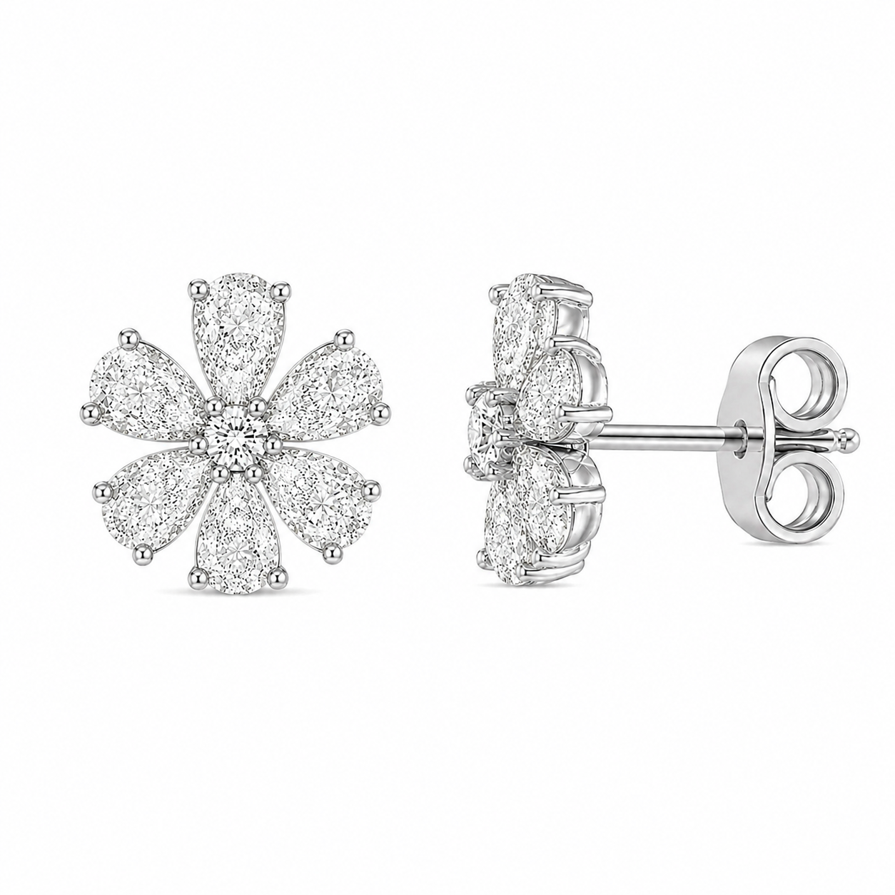 Flower Diamond Stud Earrings