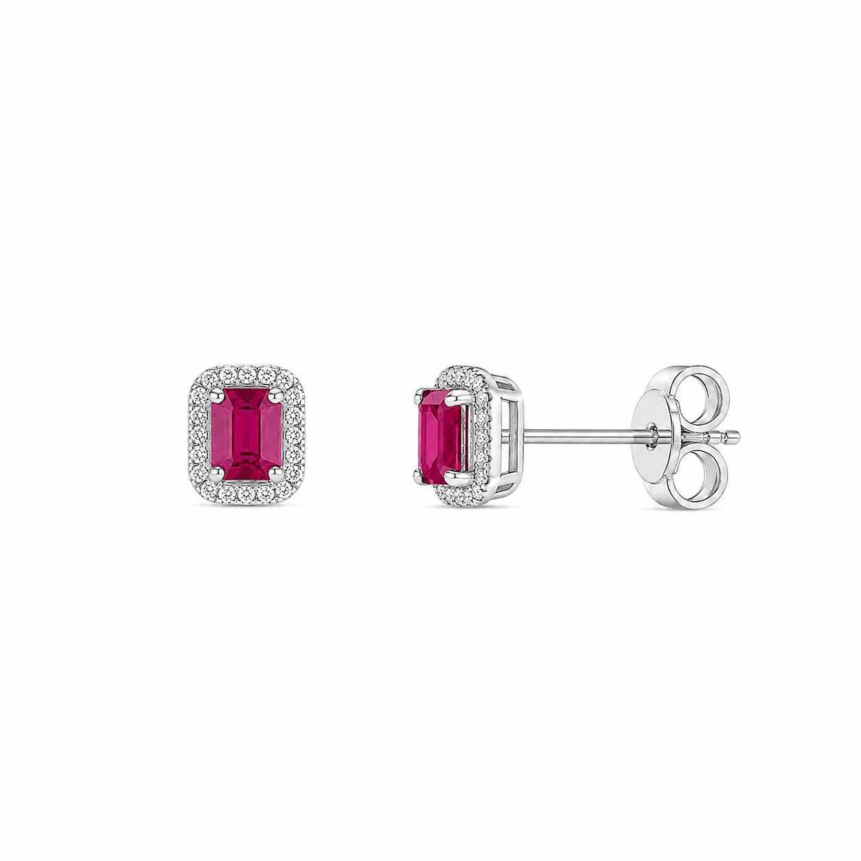 Ruby Halo Stud Earrings