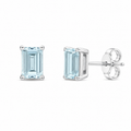 Emerald-Cut Aquamarine Stud Earrings