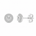 Round Halo Diamond Stud Earrings