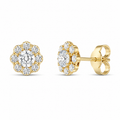 Diamond Floral Cluster Stud Earrings