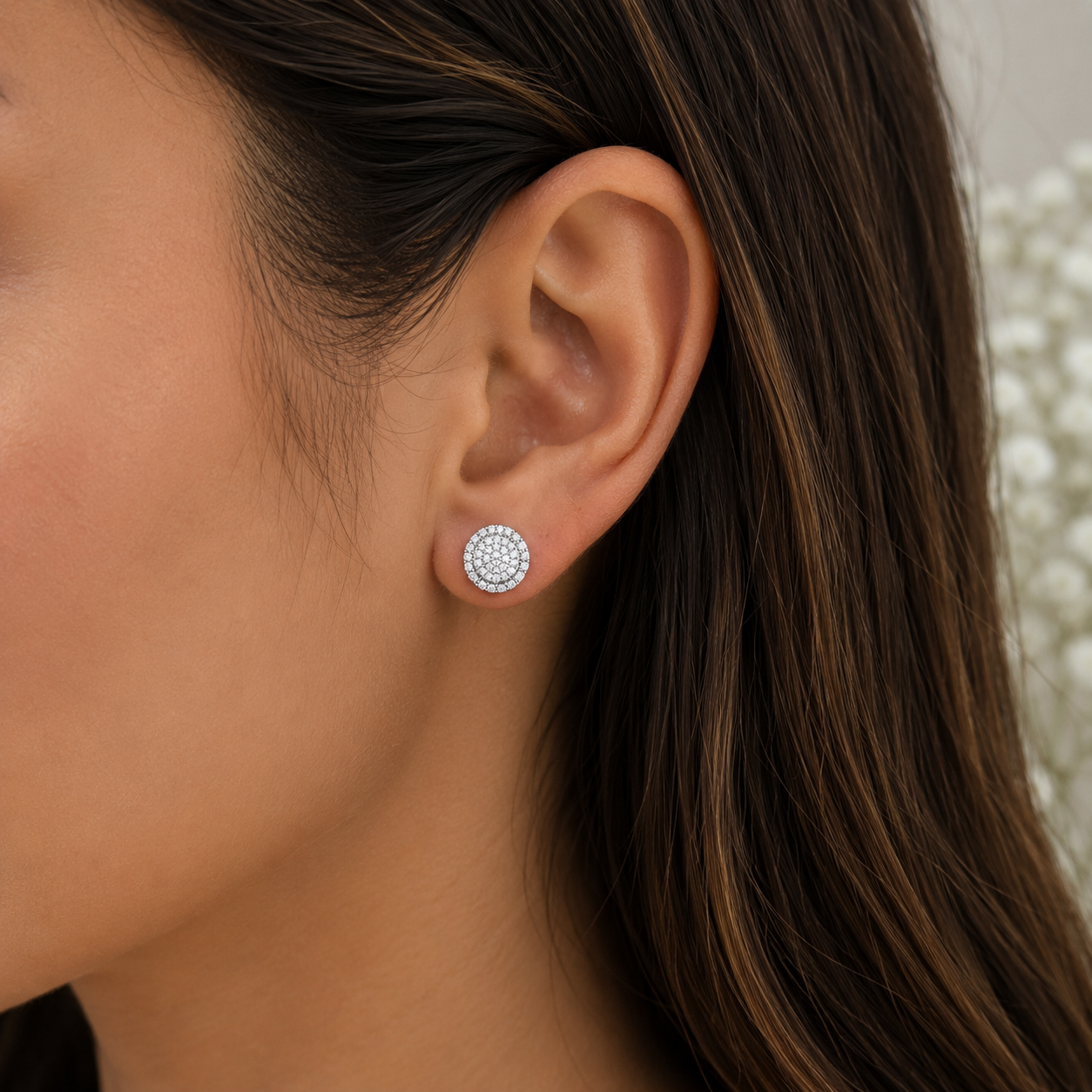 Diamond Cluster Stud Earrings