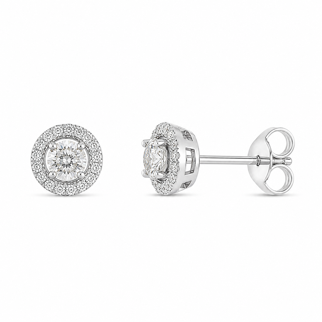 Diamond Halo Stud Earrings