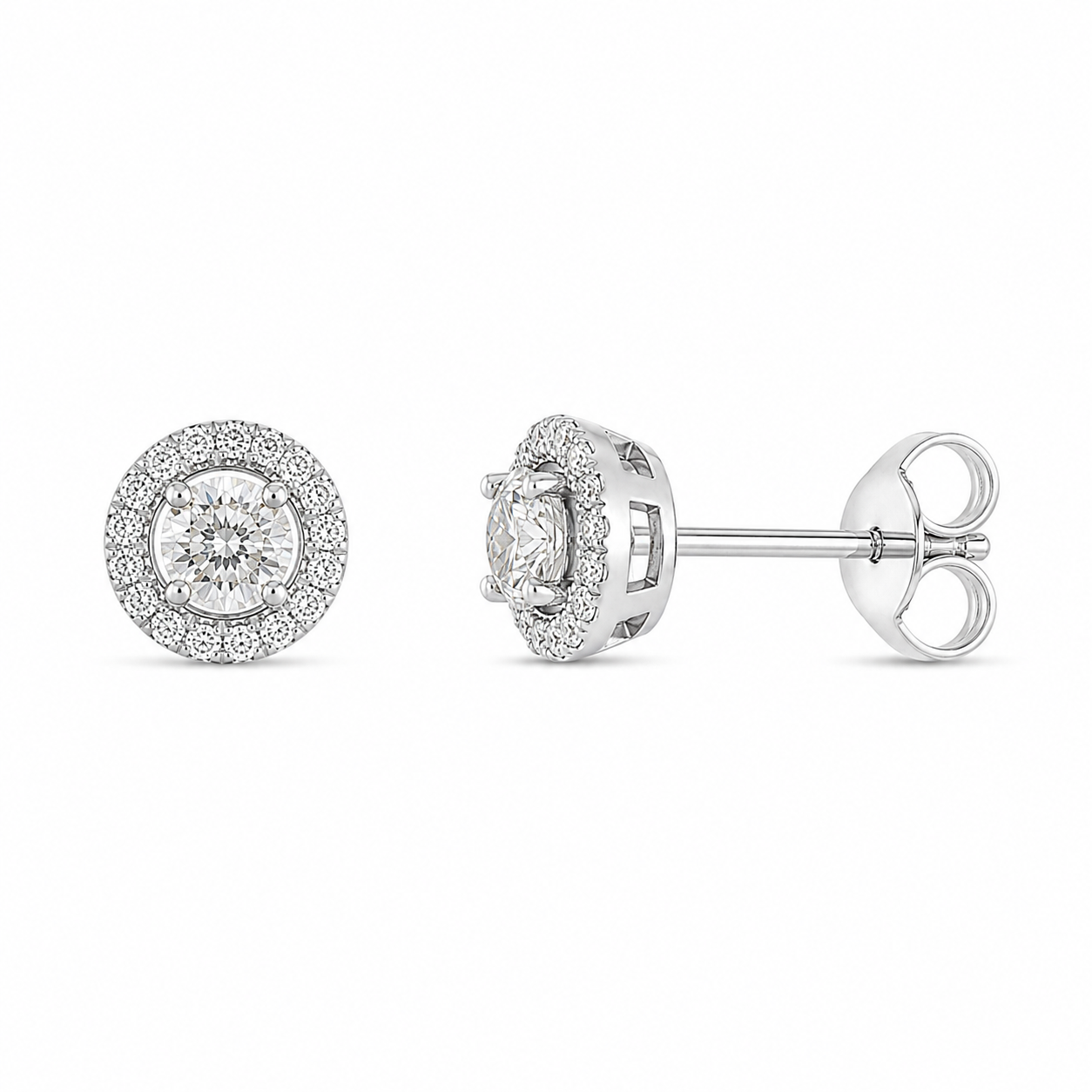 Diamond Halo Stud Earrings
