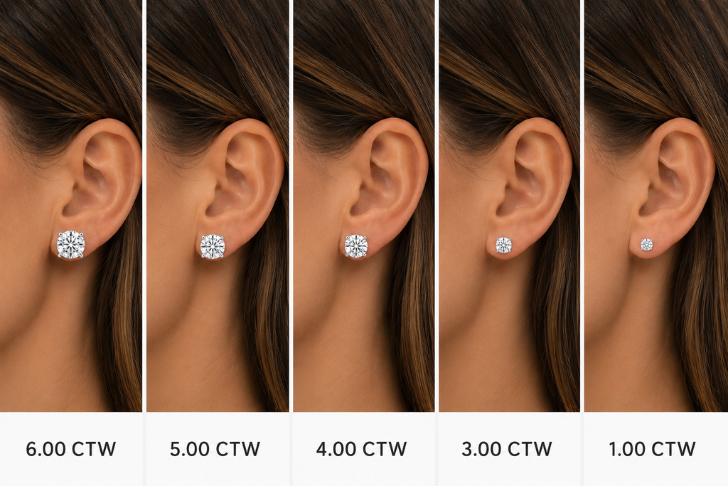 Round Brilliant Natural Diamond Stud Earrings- 4 Prong